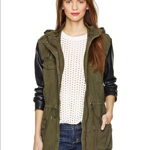 Talula | Army Green & Faux Leather Jacket